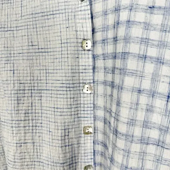 Habitat Sz Small Blue White Crinkle Fabric Wearable Art to Wear Blouse Shirt Top - Picture 4 of 7